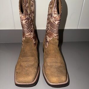 Ariat Tan and Brown Western Boots